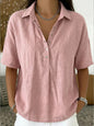 Short Sleeve Button Pullover Shirt – Solid Color Women’s Top FitiqueFit