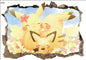 New 3D Pikachu Wall Sticker Pok é mon Wallpaper Self adhesive Cartoon Graffiti Anime Poster Children's Room PVC