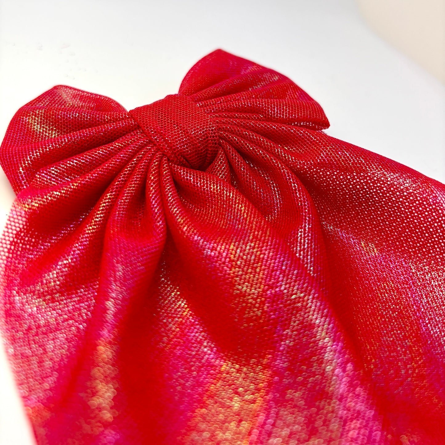 Iridescent Red Small Bow Enchanted Scrunch