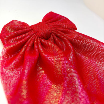 Iridescent Red Small Bow Enchanted Scrunch