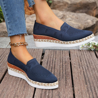 Women’s Woven Rope Platform Snakeskin Pointed-Toe Flats | Trendy Flats FitiqueFit