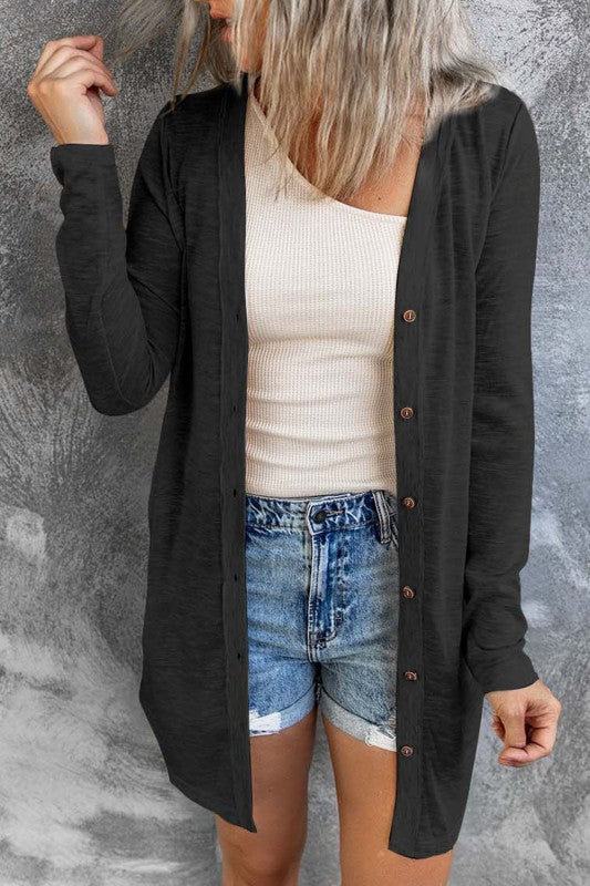 Solid Open-Front Buttoned Cardigan Shop Style & More | Fresh Looks, Everyday Deals & Free Shipping
