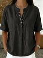 Women's Solid Color Loose-Fit Short-Sleeve Pullover Top FitiqueFit
