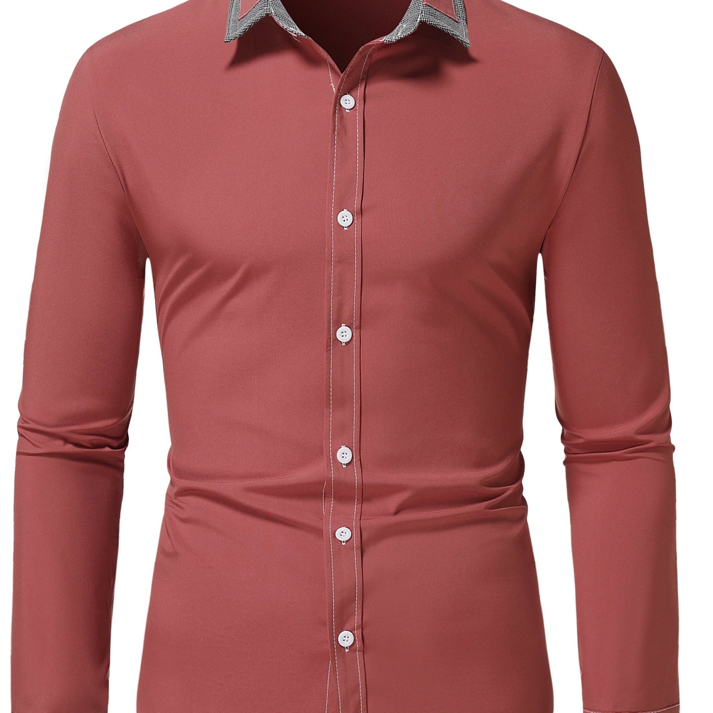 Men'S Color-Blocked Checkered Casual Long-Sleeve Shirt NovaCart