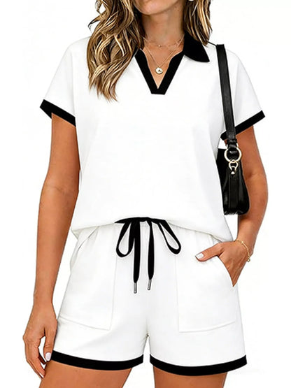 Polo Collar Short Sleeve Top and Shorts Set New Era Fashion LLc