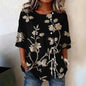 Women's Floral 3D Print Pullover Top – Loose Fit Elegant Casual S to 3XL FitiqueFit