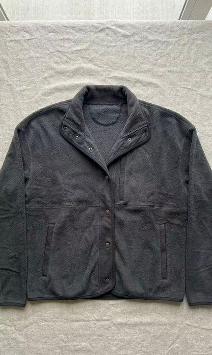 INSPIRED by Wild Palms Size M Charcoal Gray Fleece Snap Neck Pullover Sweater-M Tinyloverclothing