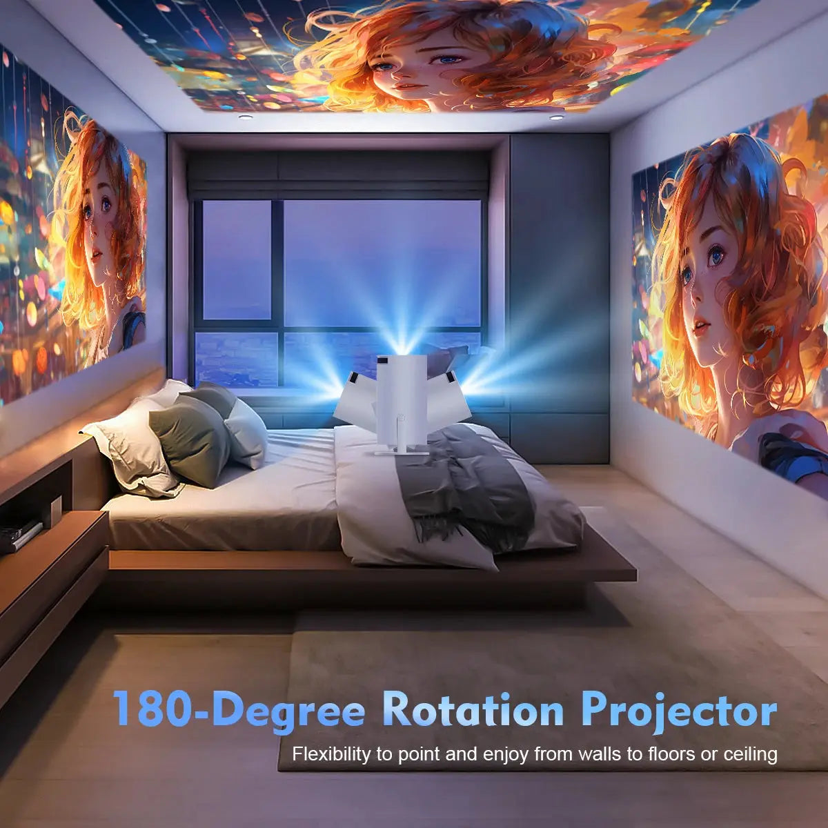 Experience Stunning 8K Visuals with the HY300 Pro Android 14 Projector - Dual WiFi6, Bluetooth 5.4, and 290 ANSI Lumens for Home Cinema and Outdoor Entertainment