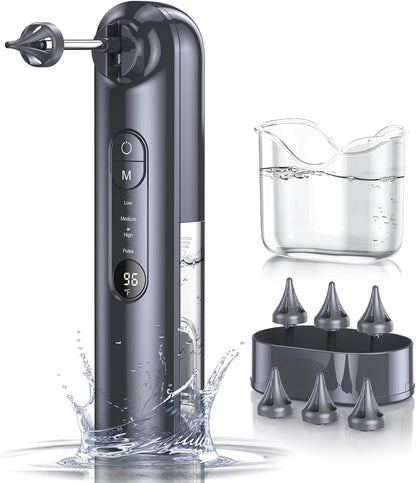 Ear Wax Removal Tool-Ear Cleaner-Ear Cleaning Kit Safe & Effective Electric Triple Jet Stream Ear Cleaner with 6 Reusable Tips USB Rechargeable New Era Fashion LLc