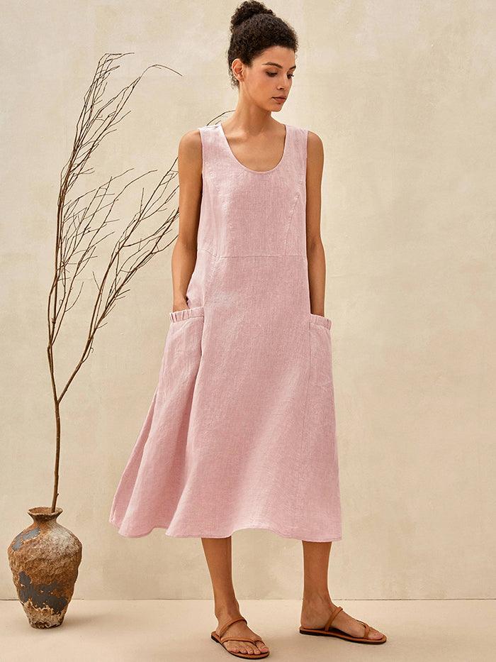 100% Linen Swing Beach Tank Dress GIANA LINTICO
