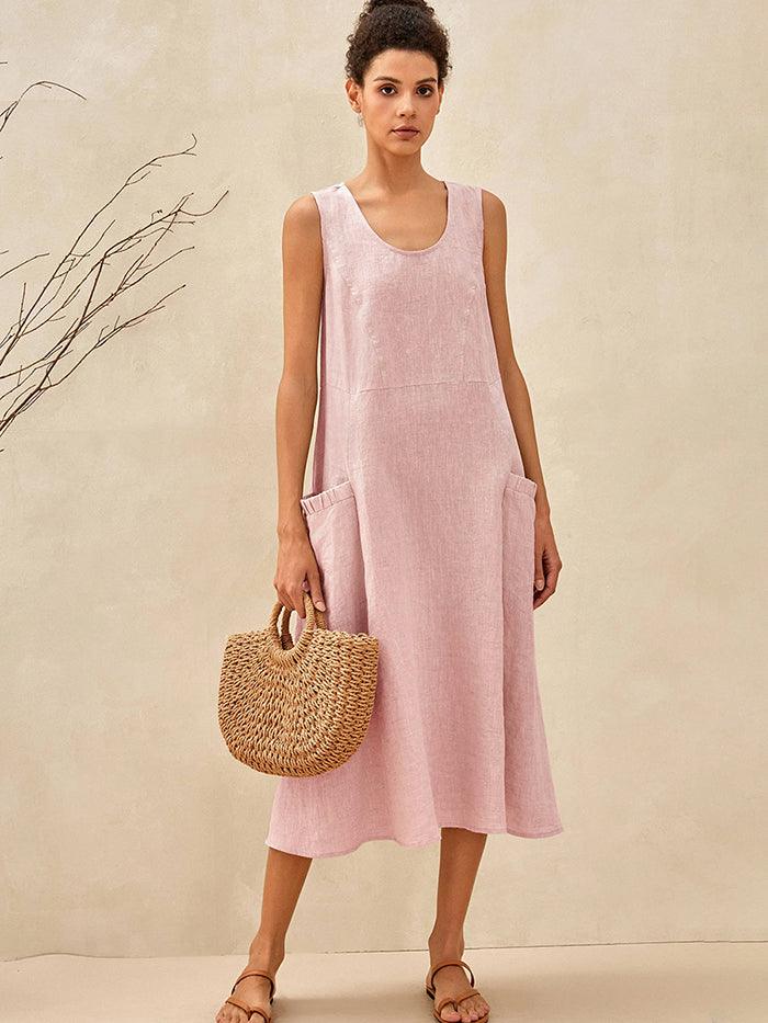 100% Linen Swing Beach Tank Dress GIANA LINTICO