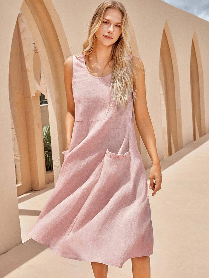 100% Linen Swing Beach Tank Dress GIANA LINTICO