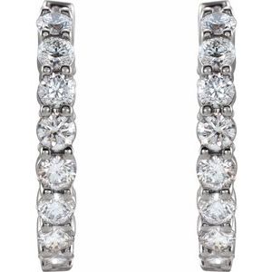 14K White 2 CTW Natural Diamond Inside-Outside Hinged 20 mm Hoop Earrings Ethereal Legacy Boutiques