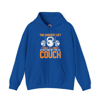 The Hardest Lift Of All Is Getting Off The Couch Hooded Sweatshirt The Devil's Pickle