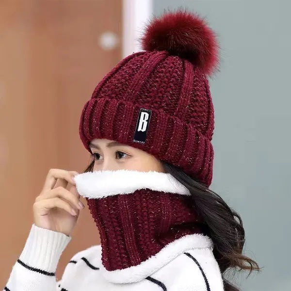Warm Knitted Beanie & Scarf Women | Cozy Winter Bundle FitiqueFit
