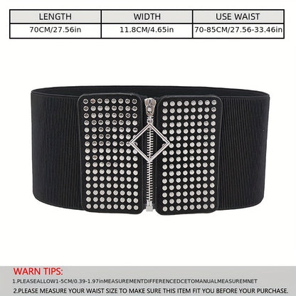 Wide Elastic Studded Belt Female Waist Gothic Plus Size Stretch Girdle Ladies Long Belts For Women Corset Waistband NovaCart