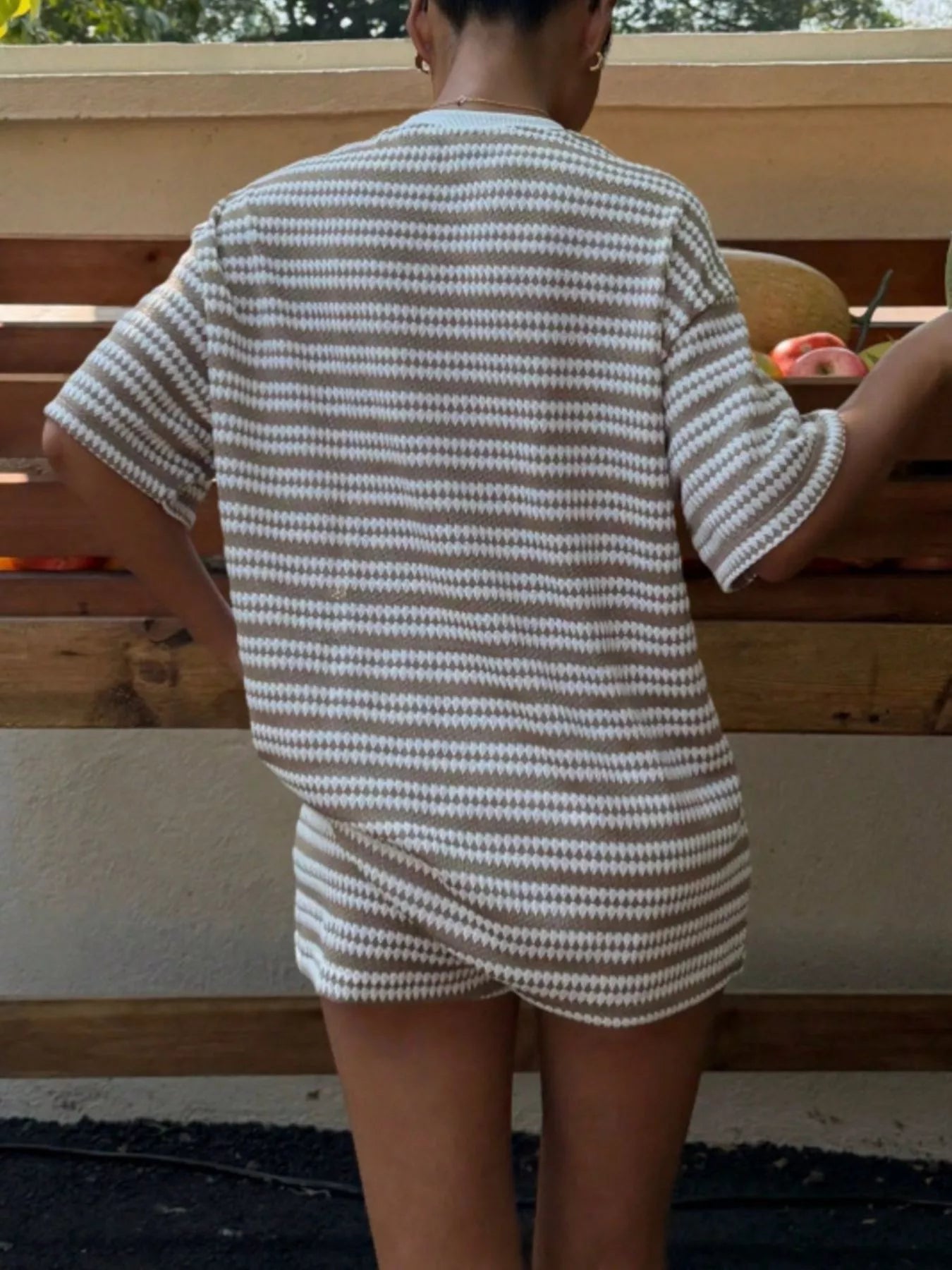 Striped Short Sleeve Top and Shorts Set New Era Fashion LLc