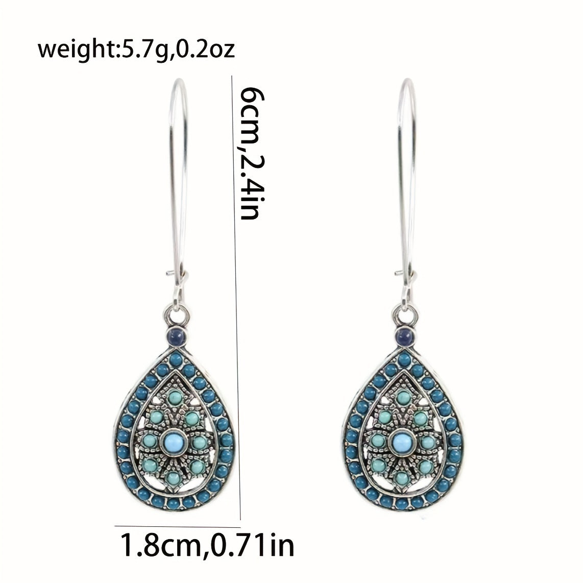 Boho Teardrop Earrings Alloy Ethnic Beads Flower Earrings Colorful Ear Jewelry NovaCart
