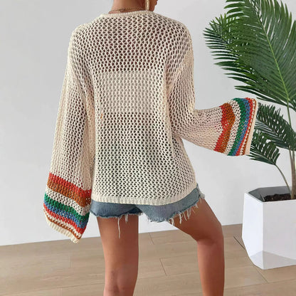 Hand-Crocheted Floral Cardigan Sweater | Boho Open Front Knit Top FitiqueFit