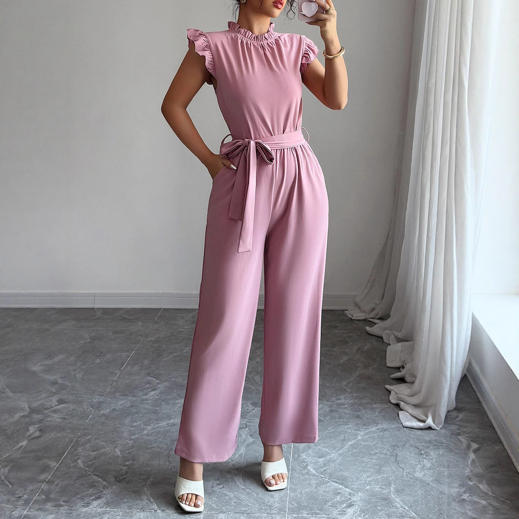 Simple Fashion Ruffled Short Sleeves Corset Jumpsuit For Women Grayceful LLC