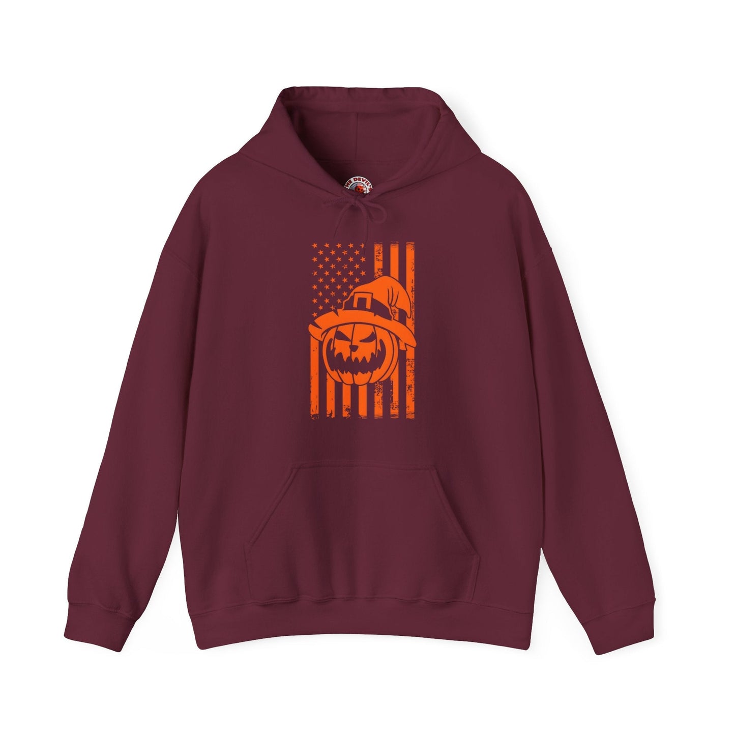 Pumpkin American Flag Hooded Sweatshirt The Devil's Pickle