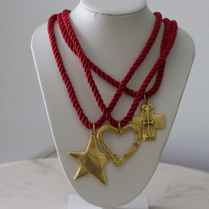 Silk Cord Pendant Necklace 24K Gold Plated Deep South Originals