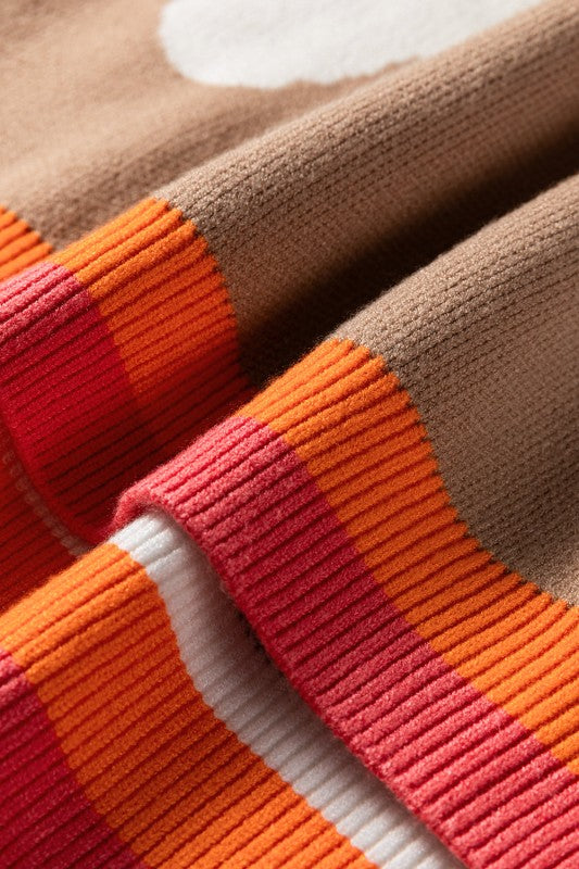 Flower Colorblock Contrast Stripe Baggy Sweater Shop Style & More | Fresh Looks, Everyday Deals & Free Shipping