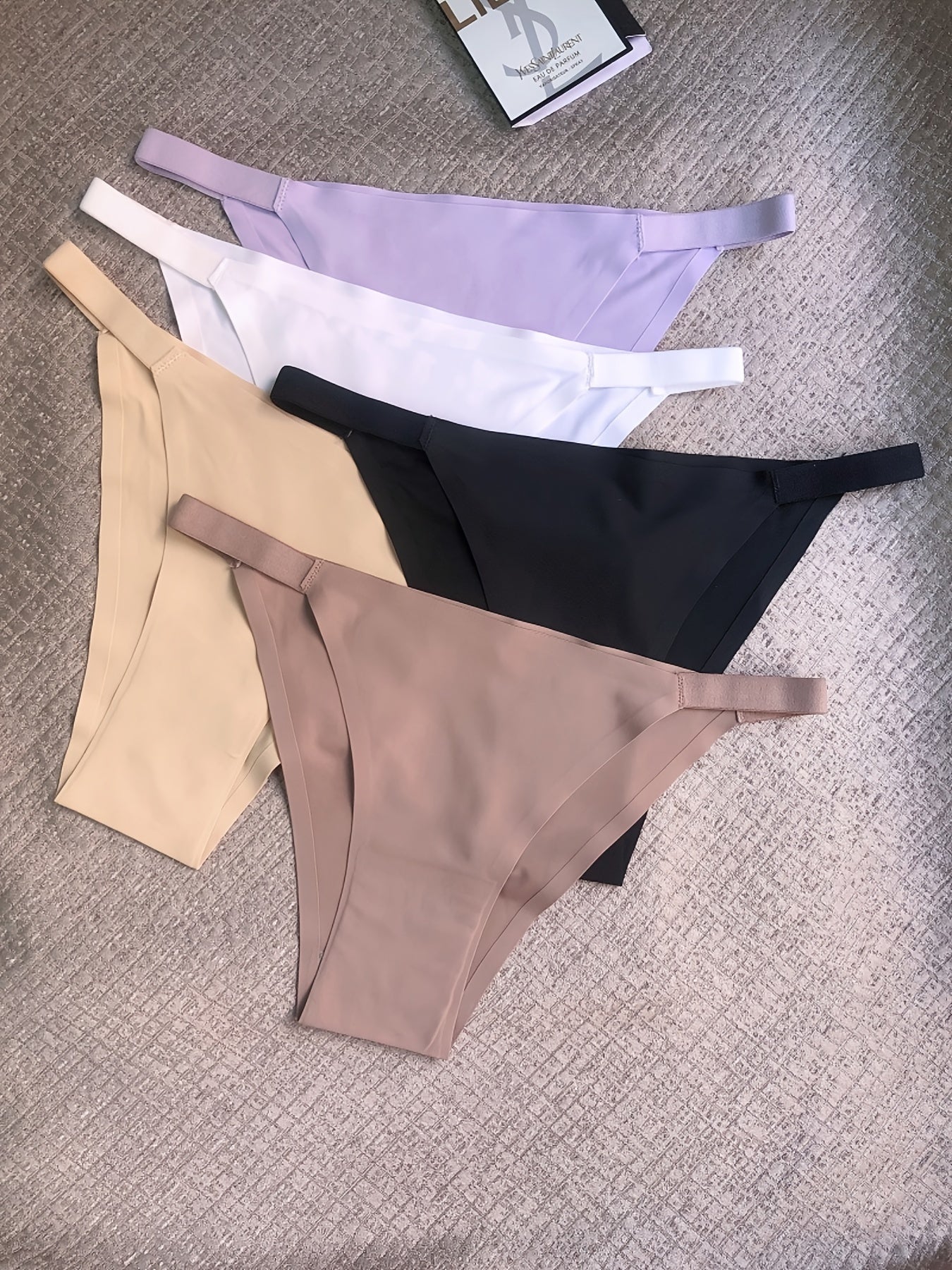 5pcs Women's Low-Rise Bikini Underwear - Solid Color Full Coverage Triangle Briefs with Low-Rider Waistband, Non-Sheer Sexy Panties for Gym, Yoga, Casual Attire (Multicolor Pack) NovaCart