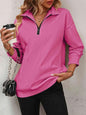 Women's Zipper Turtleneck Pullover Sweatshirt – Loose Long Sleeve FitiqueFit