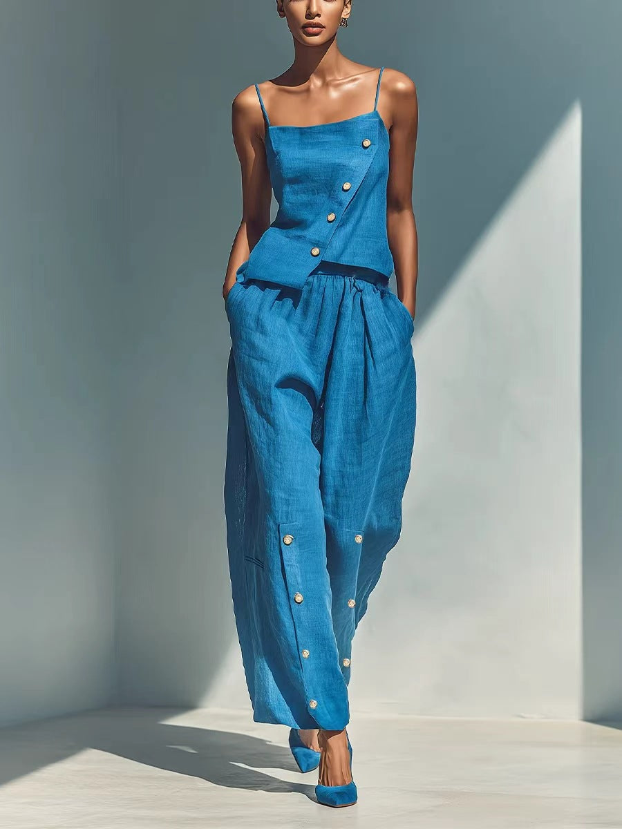 Women's Gold-Buckle Camisole & Pants Two-Piece Set FitiqueFit