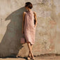 Women's Sleeveless A-Line Midi Dress – Solid Color Cotton Linen Casual FitiqueFit