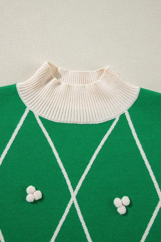 Christmas Geometric Diamond Pom Long Sleeve Sweate Shop Style & More | Fresh Looks, Everyday Deals & Free Shipping