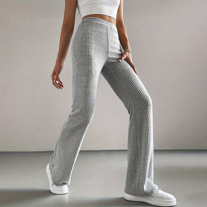 Solid Rib-Knit Pull-On Jogger Pants for Women FitiqueFit