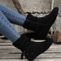 Ankle Boots  Round Toe Buckle Belt Side Zipper Boots