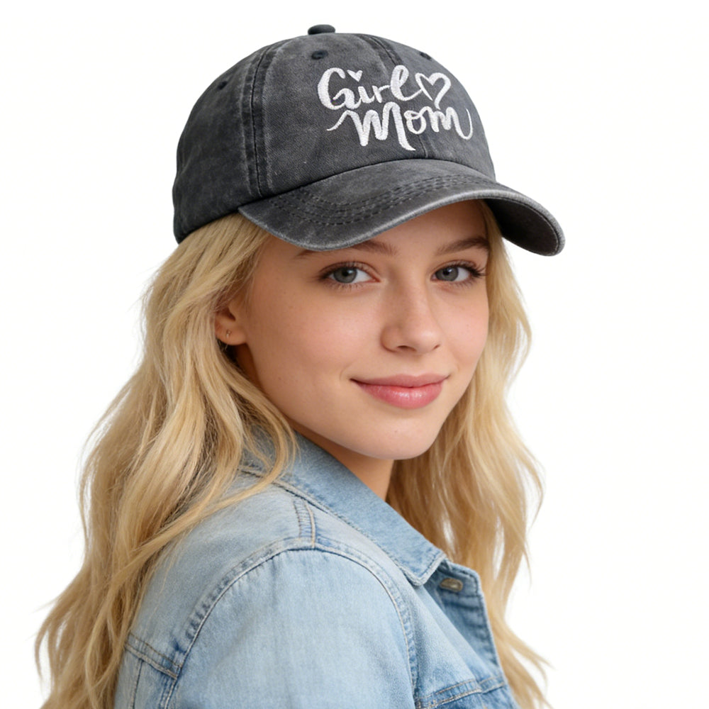 Girl Mom Adjustable Wash Cotton Baseball Cap FitiqueFit