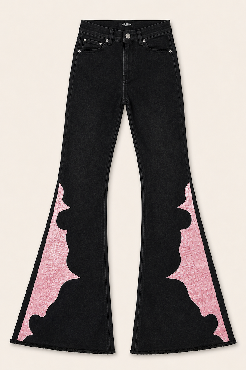 Rockstar Rouge Flare Pink Crocodile GJG DENIM