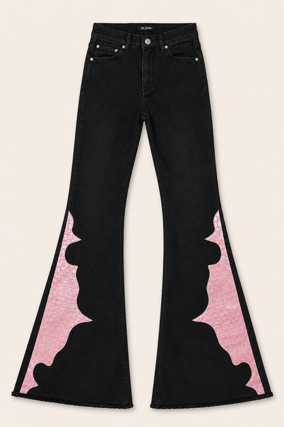 Rockstar Rouge Flare Pink Crocodile GJG DENIM