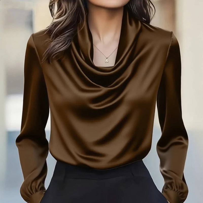 Women's Elegant Draped Neck Blouse FitiqueFit