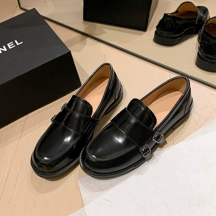 Women's Chunky Heel Buckle Loafer Shoes FitiqueFit