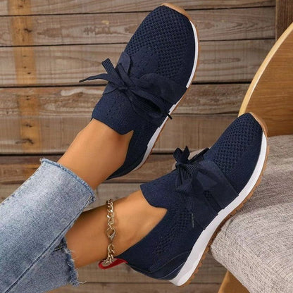 Women’s Lace‑Up Mesh Walking Flats FitiqueFit