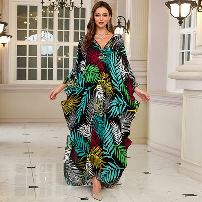 Fashion Personalized Cotton Printed Beach Dress Women Grayceful LLC