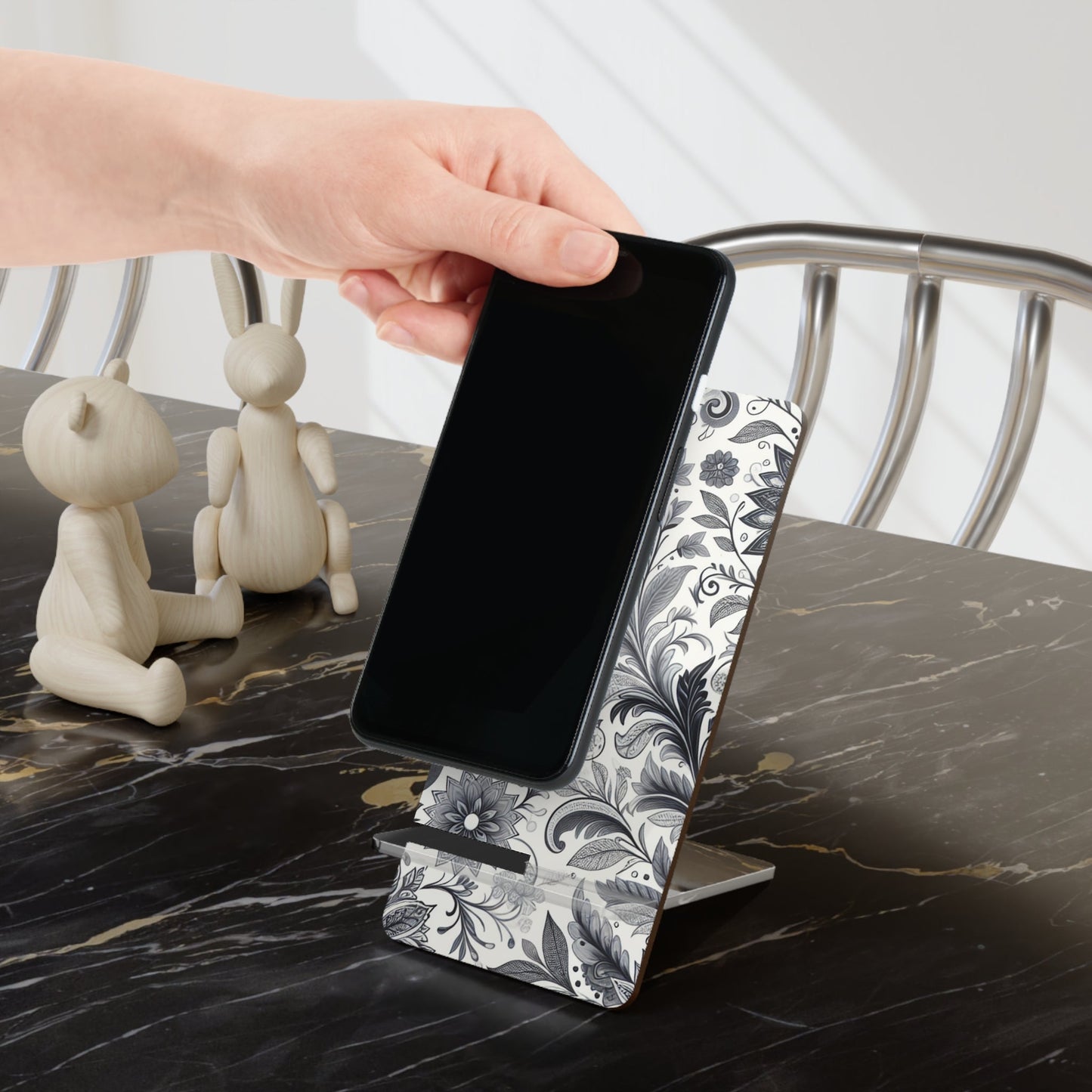 Elegant Floral Smartphone Display Stand, Desk Organizer, Home Decor, Gift for Tech Lovers, Office Accessory, Phone Holder Grayceful LLC
