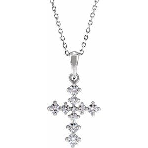 Platinum 3/8 CTW Natural Diamond Cross 16-18" Necklace Ethereal Legacy Boutiques