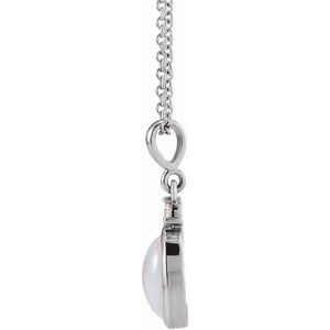 14K White 8x6 mm Natural Ethiopian Opal & .03 CT Natural Diamond 16-18" Necklace Ethereal Legacy Boutiques