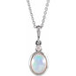 14K White 6x4 mm Natural Ethiopian Opal & .015 CT Natural Diamond 16-18" Necklace Ethereal Legacy Boutiques