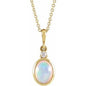 14K Yellow 6x4 mm Natural Ethiopian Opal & .015 CT Natural Diamond 16-18" Necklace Ethereal Legacy Boutiques