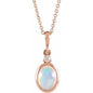 14K Rose 8x6 mm Natural Ethiopian Opal & .03 CT Natural Diamond 16-18" Necklace Ethereal Legacy Boutiques