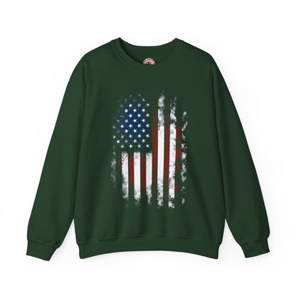 Distressed American Flag Crewneck Sweatshirt The Devil's Pickle
