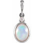 14K White 8x6 mm Natural Ethiopian Opal & .03 CT Natural Diamond Pendant Ethereal Legacy Boutiques