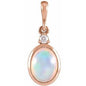 14K Rose 6x4 mm Natural Ethiopian Opal & .015 CT Natural Diamond Pendant Ethereal Legacy Boutiques